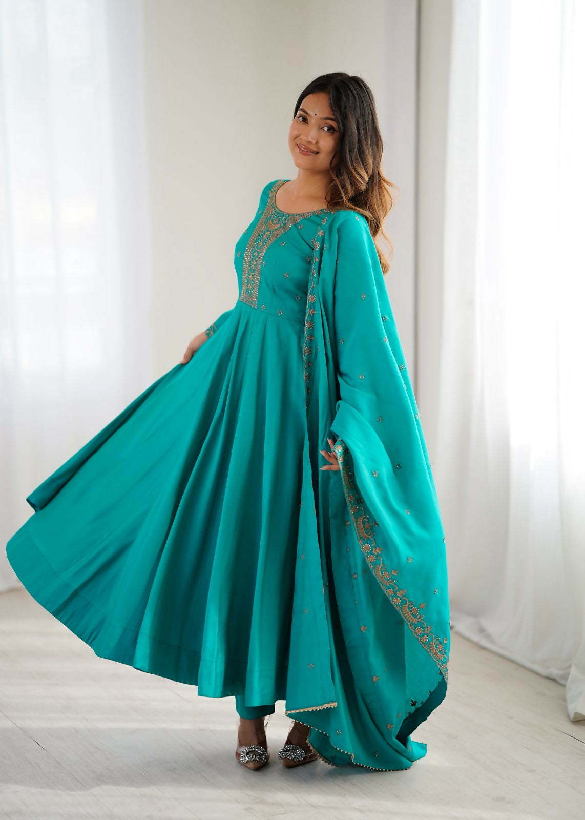 Joban Fashion Rama Kurta Set Chanderi Sequence Embroidery Work - Swadesiicart
