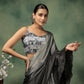 Grey Satin Solid Designer, Printed Party Wear Ready To Wear Saree - Nasreen | Swadesiicart