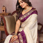 Aastha Fashion Cream Kalamkari Silk Zari Woven Saree