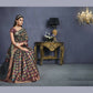 Black & Maroon Tusser Silk Floral Printed With Sequence Embroidered Saree With Unstitched Blouse - Mohmanthan Aahana