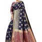 Vamika Ethnic Fire Navy Blue Weaving Banarasi Jacquard Saree | Swadesiicart