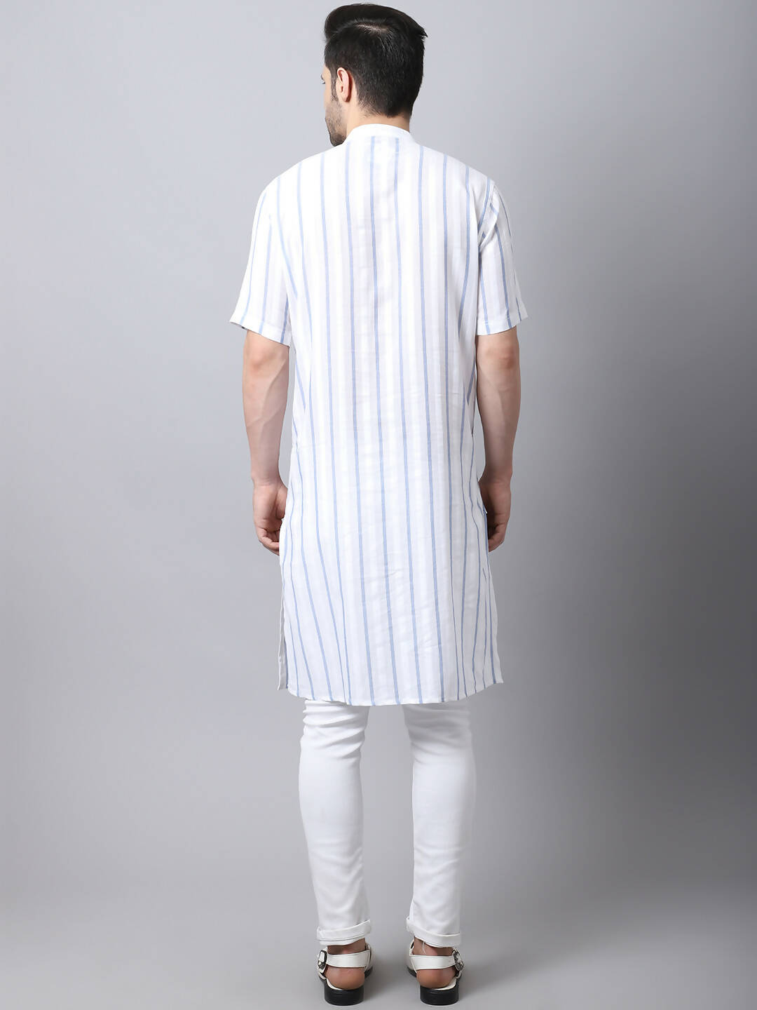 Even Apparels Beige Pure Cotton Men's Kurta With Band Collar | Swadesiicart