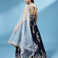 House of Panchhi Navy Blue Pure Georgette Thread & Sequinse Work Lehenga & Blouse, Dupatta | Swadesiicart