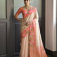Vishnu Weaves Women's Orange Banarasi Silk Saree with Blouse - Swadesiicart