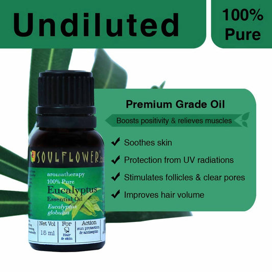 Soulflower Aromatherapy Pure Eucalyptus Essential Oil - Limited Time Offer - Swadesiicart