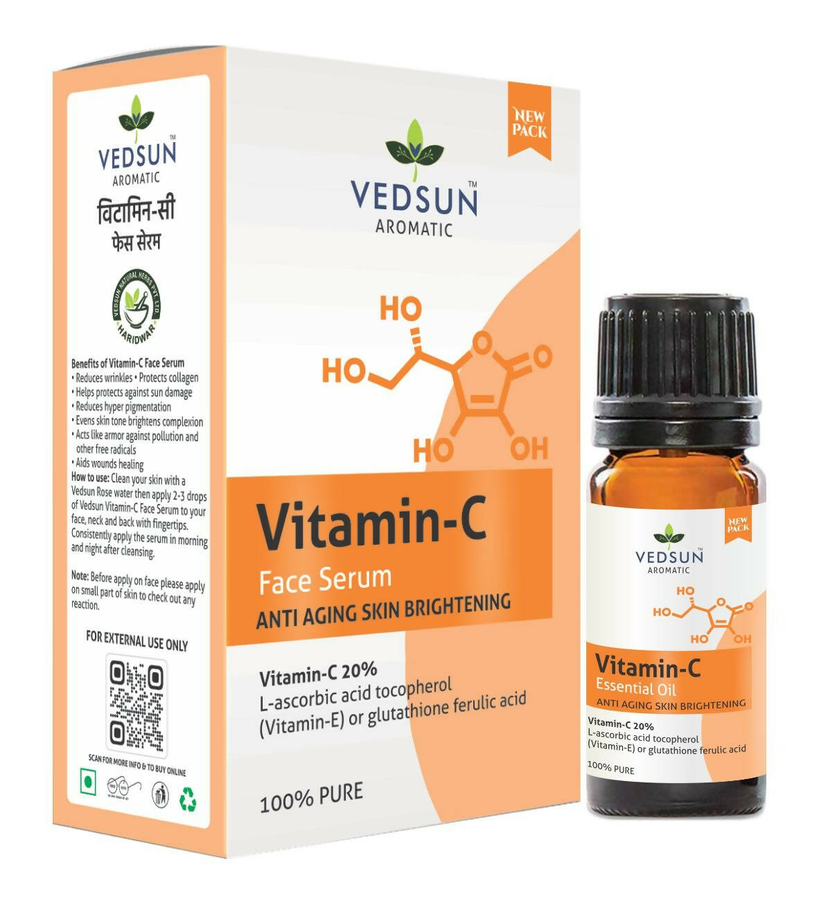 Vedsun Naturals Vitamin C Face Serum Anti Ageing Daily Glow for Men & Women - Vedsun