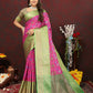 Lorenvalley Fashion Pink Cotton Woven Design Zari Meenakari Weaving Saree - Swadesiicart