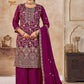 Anaita Purple Vichitra Silk Readymade Palazzo Suit with Embroidery & Lace Work