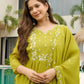 The52 Lemons Women's Gorgeous Chinon Embroidered Flared Kurta with Pant And Dupatta Set - Swadesiicart