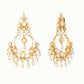 Nuyug 22K Gold Plated Kundan Studded Contemporary Shaped Pearl Drop Chandbalis | Swadesiicart