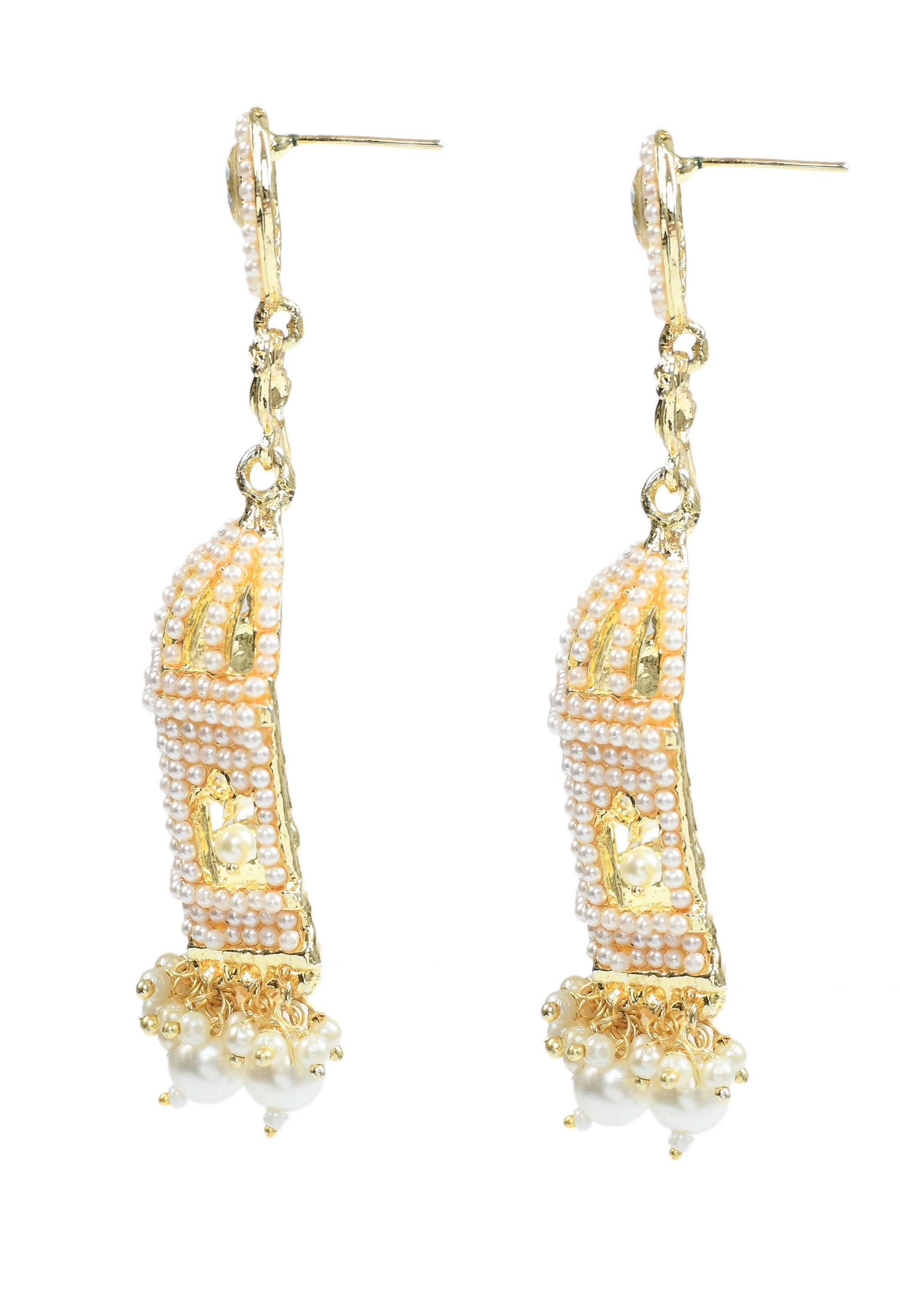 Mominos Fashion Johar Kamal Golden Color Bird Nest Earrings With Pearls - Swadesiicart
