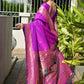 Vishnu Weaves Women's Purple Paithani Silk Zari Woven Saree with Blouse - Swadesiicart