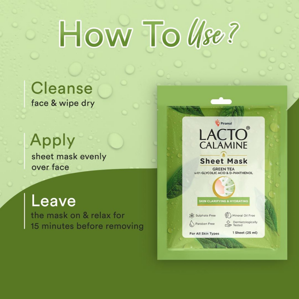 Lacto Calamine Green Tea Face Sheet Mask - Swadesiicart