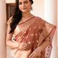 Joban Fashion Rose Gold Pure Banarasi Tissue Saree | Swadesiicart