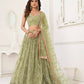 Aastha Fashion Pista Green Butterfly Net Tone To Tone Thread Work, Sequence Work And Original Mirror Work Embroidery Wedding Wear Lehenga Choli