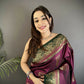 Joban Fashion Maroon Banarasi Soft Silk Peacock Butta Work Saree | Swadesiicart