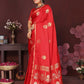 Joban Fashion Red Floral Motifs Banarasi Silk Sarees | Swadesiicart