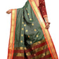 DEIANA'S Beautiful Designer Golden zari Soft Lichi Silk Saree - Green - Swadesiicart