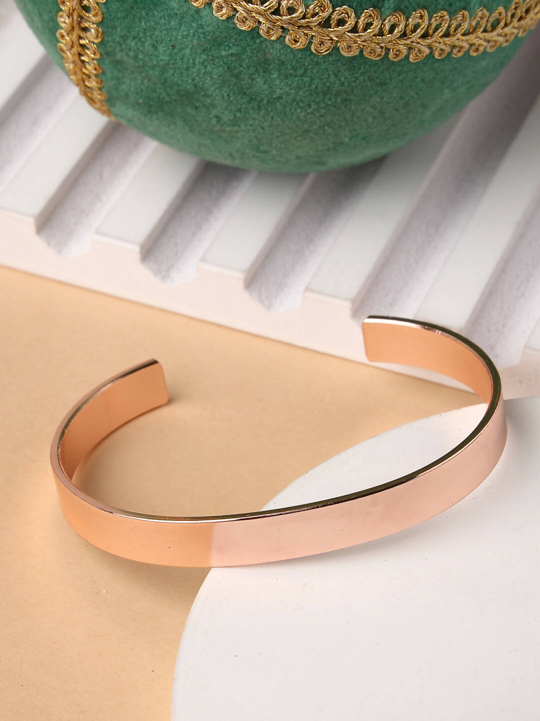 NVR Men Rose Gold Stainless Steel Cuff Bracelet - Swadesiicart
