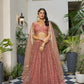 Aastha Fashion Rust Butterfly Net Tone To Tone Cotton Thread Work And Sequence Work Embroidery Wedding Wear Lehenga Choli