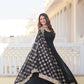 Jyoti Fashion Women's Black Faux Blooming Sequins Zari Embroidered Anarkali Dress with Dupatta | Swadesiicart