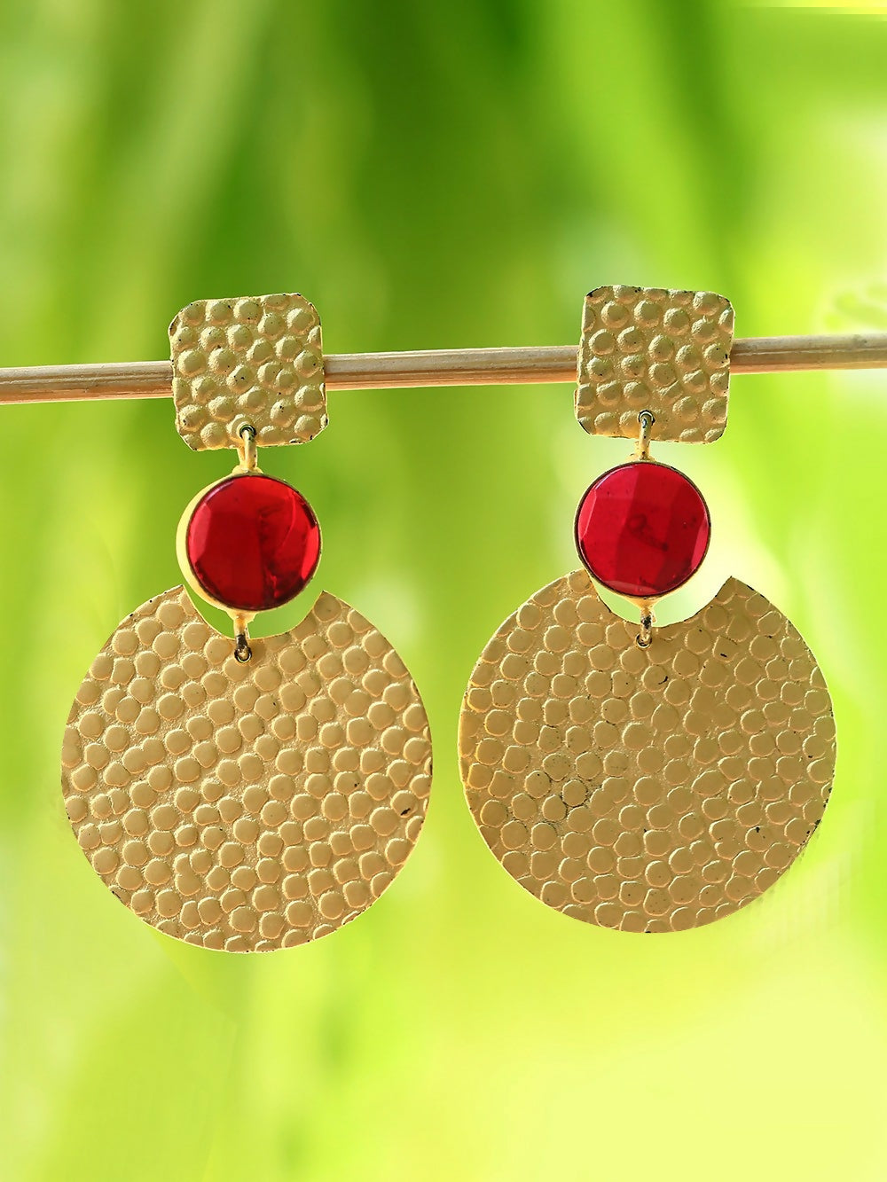 Joban Fashion Women Round Shape Matte Gold Earrings | Swadesiicart