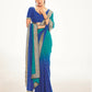 Blue Georgette Foil Printed Saree With Unstitched Blouse Piece - Nitya