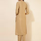 Janasya Women's Gold Crepe Silk Yoke Embroidery Festive Straight Kurta Set | Swadesiicart