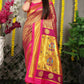 Jyoti Fashion Women's Magenta Banarasi Silk Zari Woven Saree with Blouse | Swadesiicart