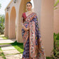 Vishnu Weaves Women's Navy Blue Paithani Silk Zari Woven Saree with Unstitched Blouse - Swadesiicart