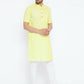 Even Apparels Yellow Color Pure Cotton Men's Kurta With Band Collar | Swadesiicart