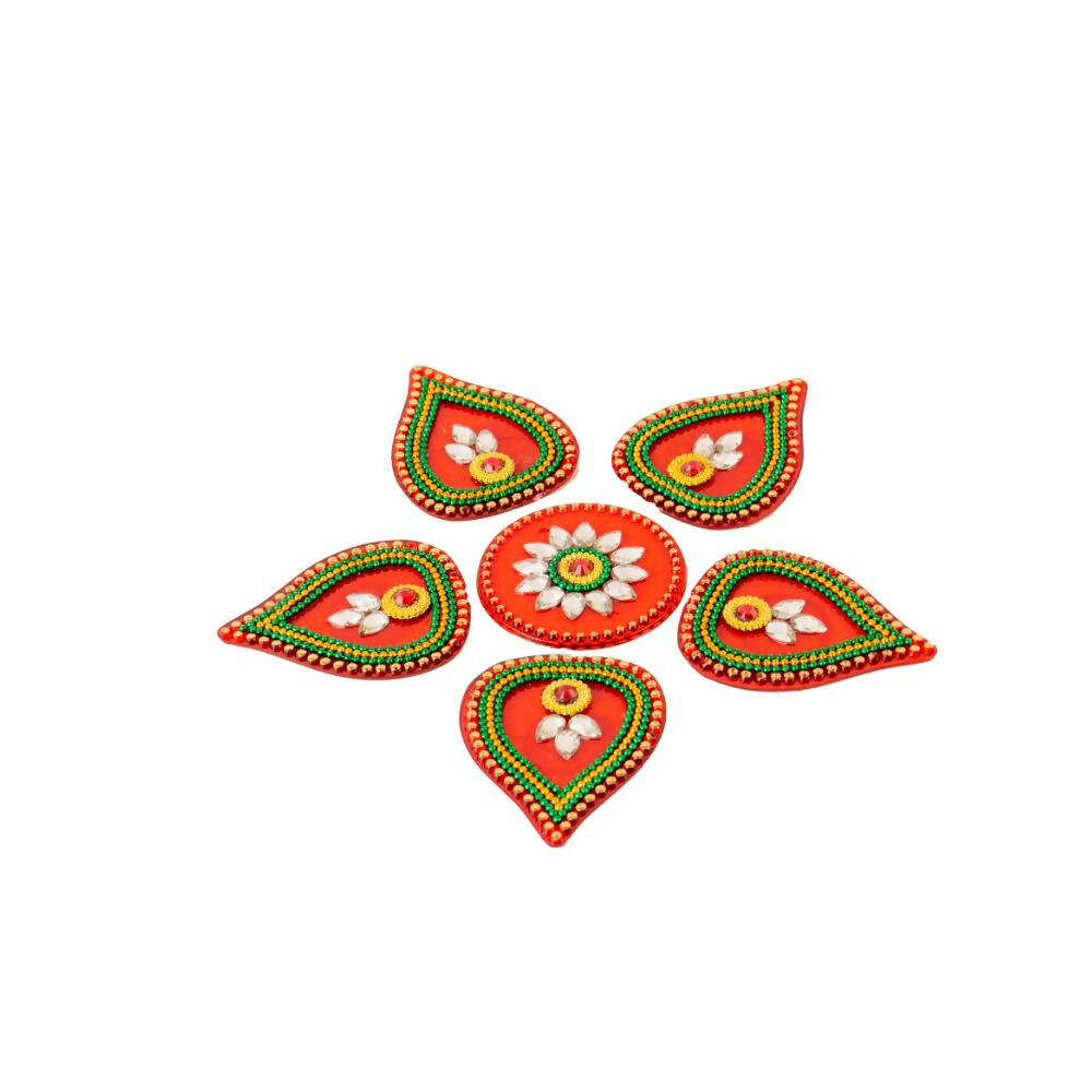 Kundan HandiKrafts Tilak Shaped Rangoli Pink (Baby) - Swadesiicart