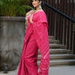 Beatitude Pink Khadi Ghicha Stripes Saree