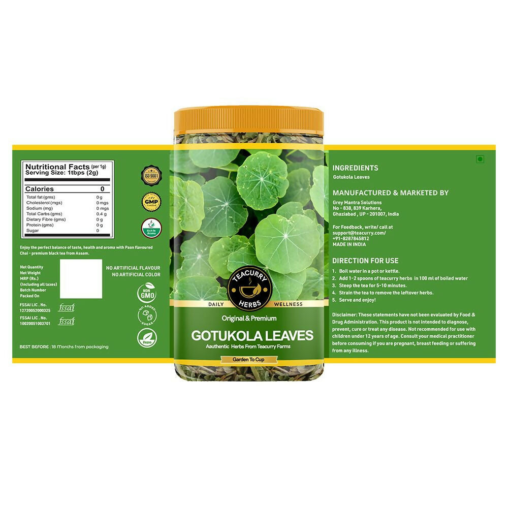 Teacurry Organic Gotu Kola Leaves - Swadesiicart