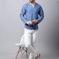 Even Apparels Blue Checked Men's Kurta With Band Collar | Swadesiicart