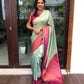DEIANA'S Beautiful Designer Golden zari Soft Lichi Silk Saree - C Green - Swadesiicart