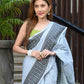 Beatitude Grey Cotton Jacquard Border Tangail Handloom Saree