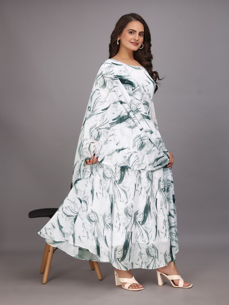 Dishitha Creation Women Floral Printed Designer Gown - Green | Swadesiicart