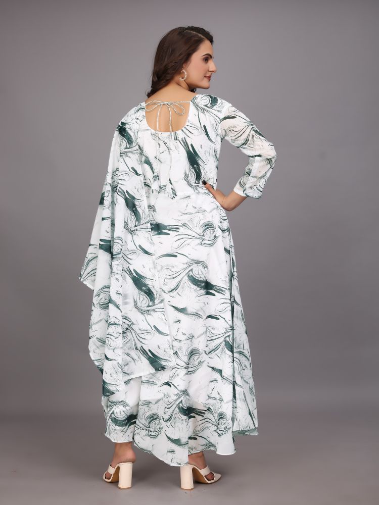 Dishitha Creation Women Floral Printed Designer Gown - Green | Swadesiicart