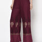 Aniyah Rayon Wine Color Block Print Flared Slip-On Palazzo (AN-173K)