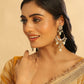 Nuyug 22K Gold Plated Crescent Kundan Drop Pearl Chandbali Earrings | Swadesiicart