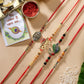 NVR Men Set of 4 Multicolor Radha Krishna & Peacock Design Rakhi With Roli Chawal | Swadesiicart