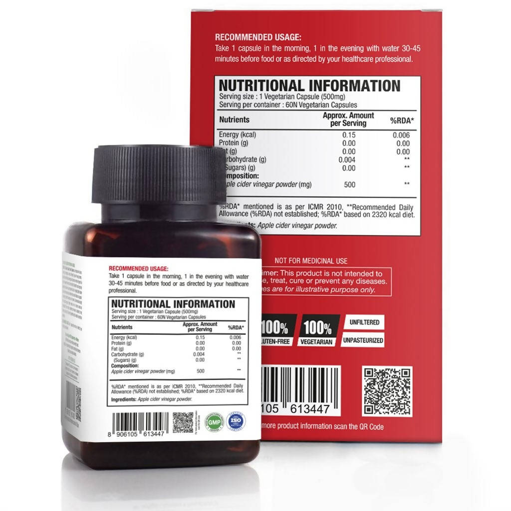 Wow Life Science Apple Cider Vinegar Capsules | Swadesiicart