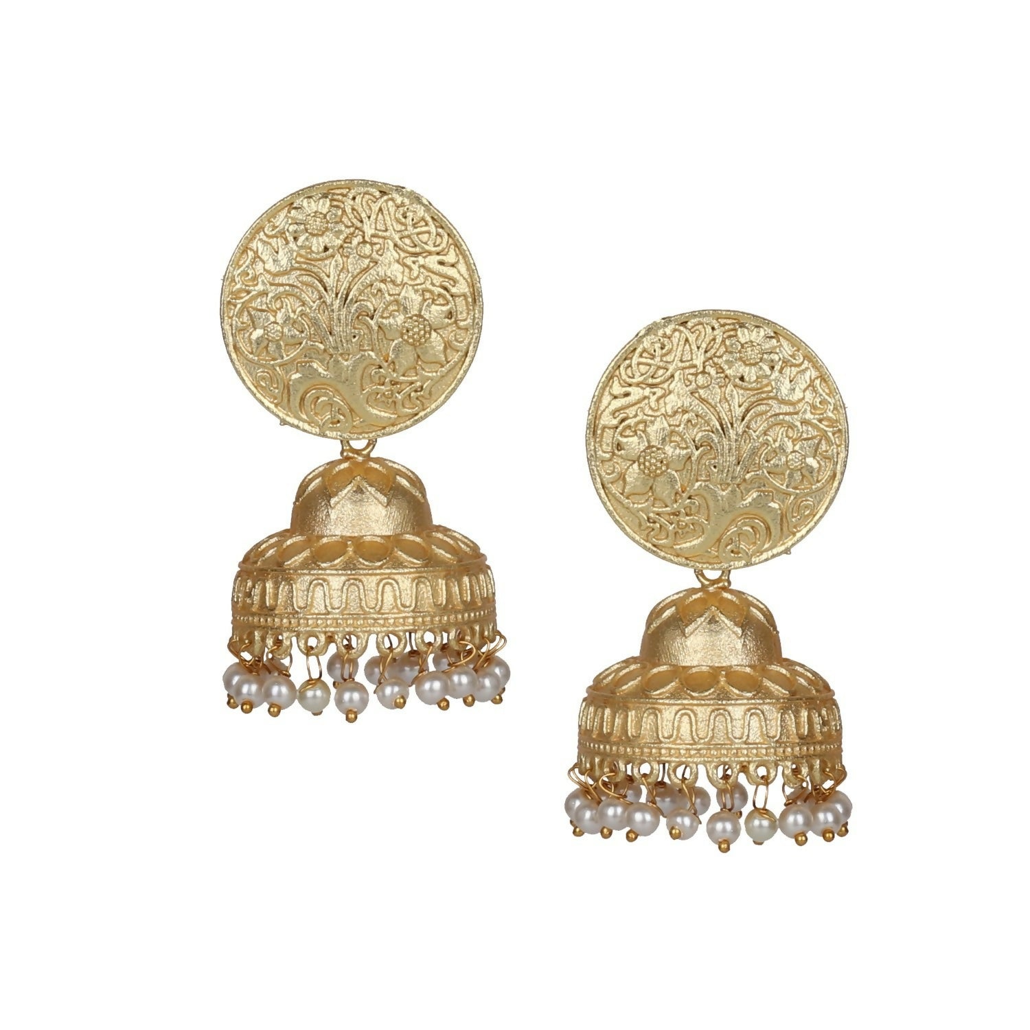 Joban Fashion Women Matte Gold Brass Jhumka | Swadesiicart