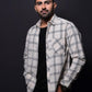 Jonesburg Off White Checks Fine Corduroy Regular Fit Shirt | Swadesiicart