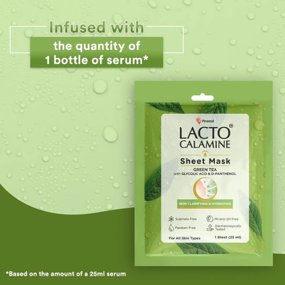 Lacto Calamine Green Tea Face Sheet Mask - Swadesiicart