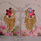 Pink & Blue Ethic Meenakari Lotus Shaded Earrings By House of Ree - Swadesiicart