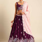 House of Panchhi Burgundy Georgette Sequins and thread embroidery Lehenga choli & Dupatta | Swadesiicart