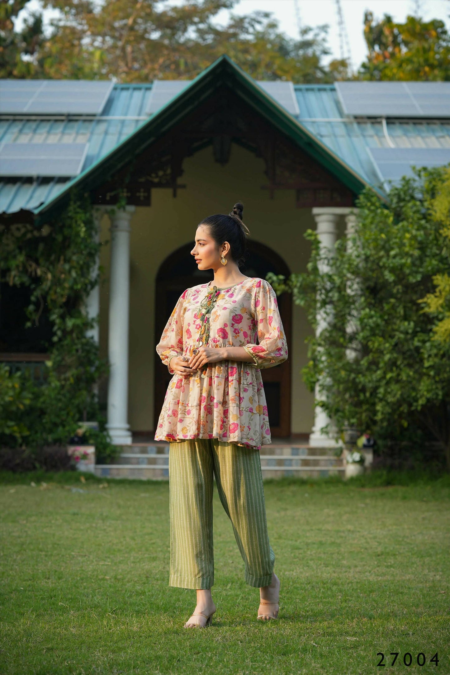 Women's Casual Fashionable Multi Mull Cotton co-ord set - Anya - Swadesiicart