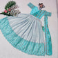 Jyoti Fashion Classy Sky Blue Heavy Chenille Sequins Embroidered Kids Lehenga Choli Set | Swadesiicart